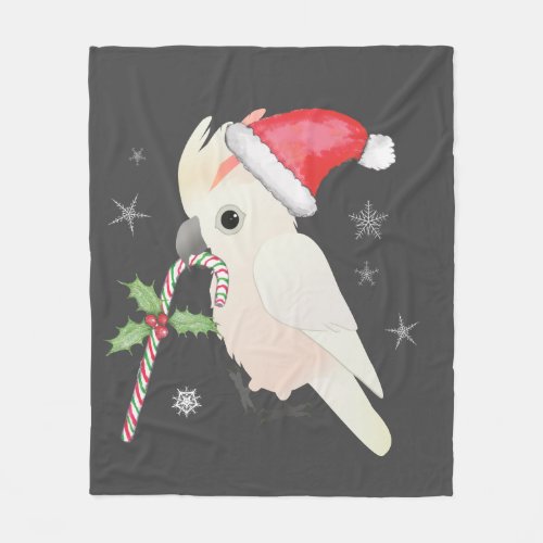 A cute Christmas salmon crested cockatoo Fleece Blanket