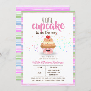 A Cute Cupcake Is On The Way Sprinkles Girls Invitation