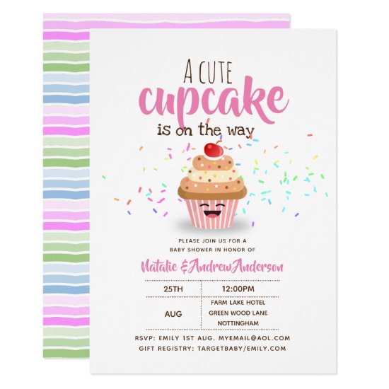 A Cute Cupcake Is On The Way Sprinkles Girls Invitation