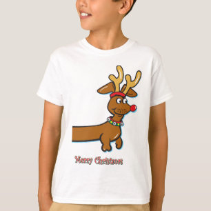 A Cute Dachshund wearing reindeer Antlers T-Shirt