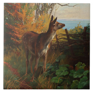 A Cute Deer In The Forest Ceramic Tile