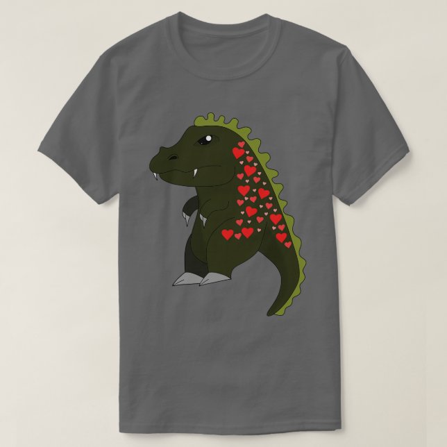 A cute dinosaur filled with hearts T-Shirt (Design Front)