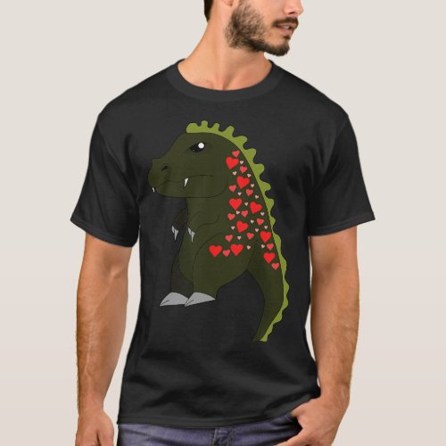 A cute dinosaur filled with hearts T_Shirt
