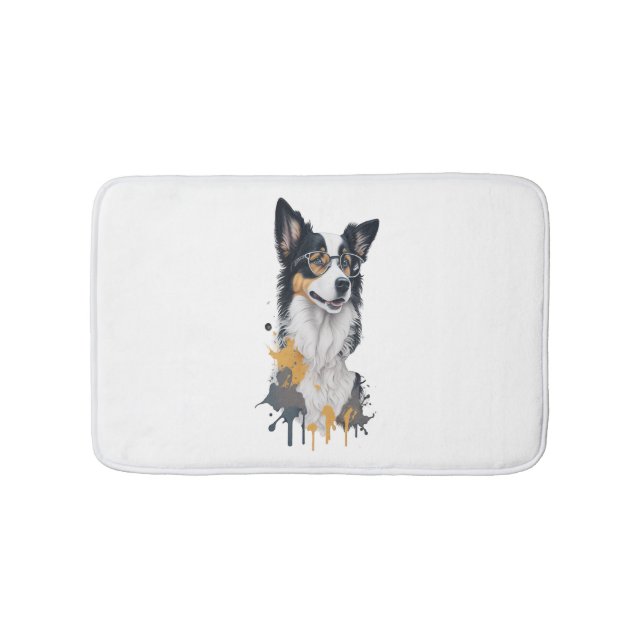 A cute dog Border Collie Bath Mat (Front)
