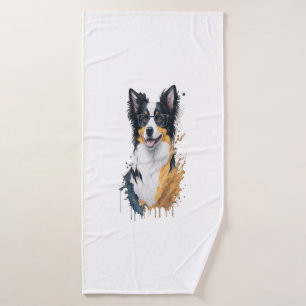 A cute dog Border Collie Bath Towel