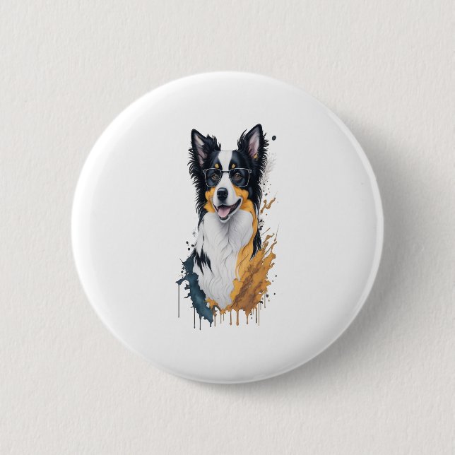 A cute dog Border Collie  Button (Front)