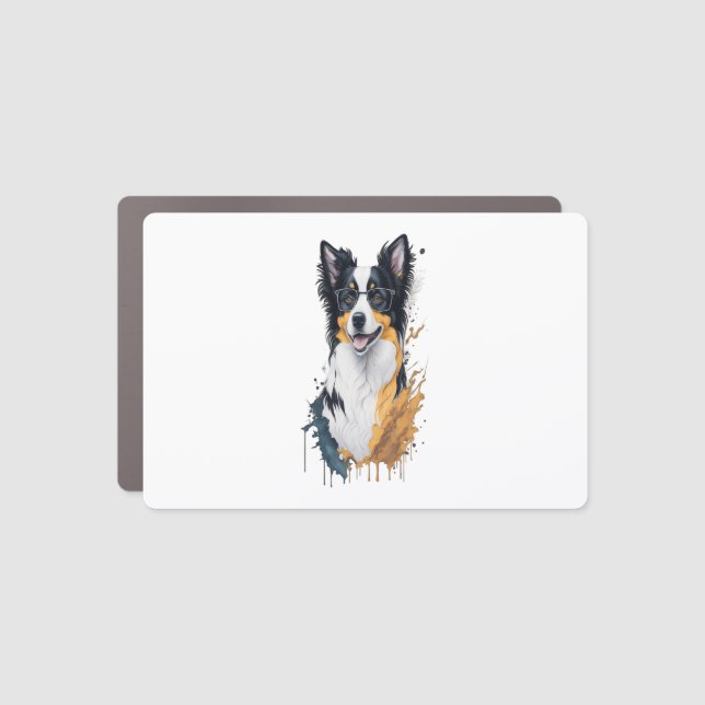A cute dog Border Collie  Car Magnet (Front)