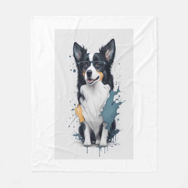 A cute dog Border Collie  Fleece Blanket (Front)