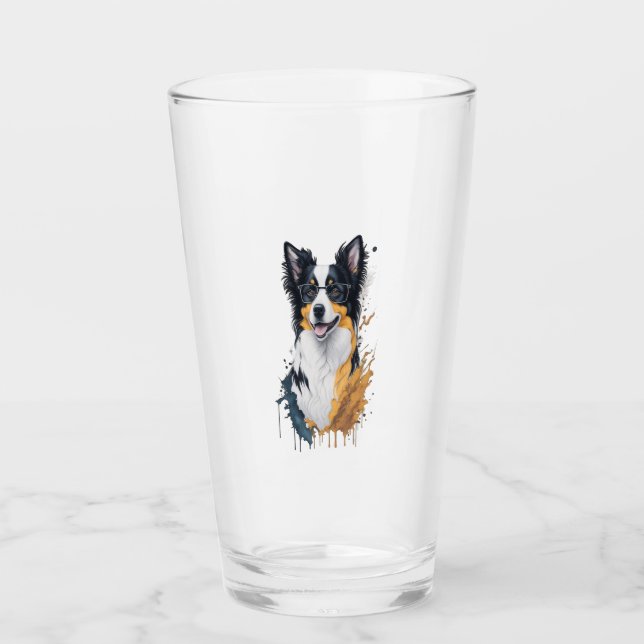 A cute dog Border Collie  Glass (Front)