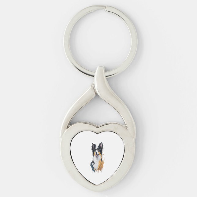 A cute dog Border Collie  Keychain (Front)