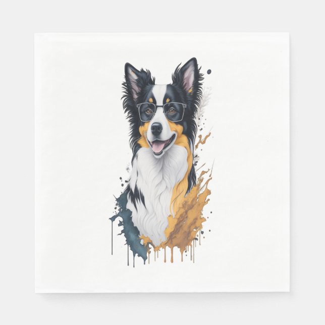 A cute dog Border Collie [RB#10009]  Napkins (Front)