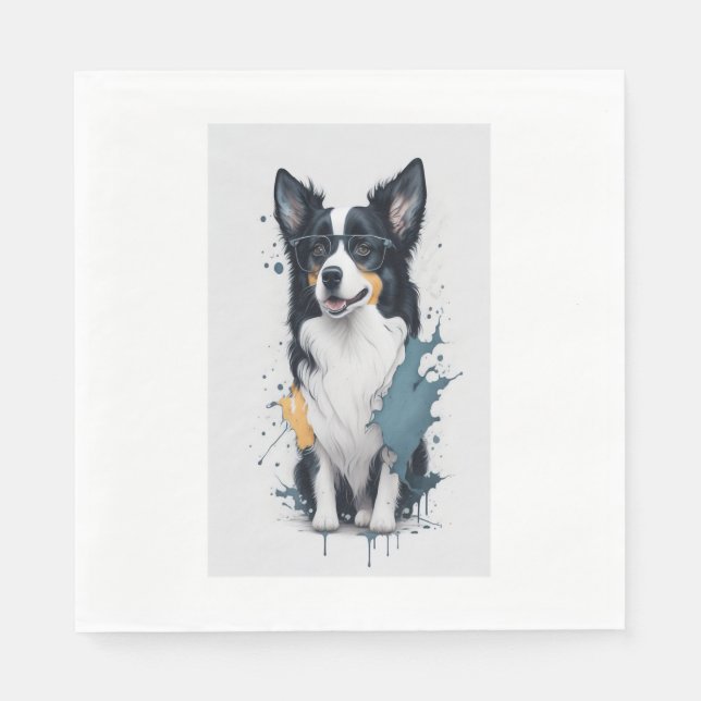 A cute dog Border Collie [RB#10011]  Napkins (Front)