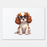 A cute dog King Charles Spaniel COPY Sign