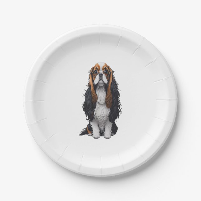 A cute dog King Charles Spaniel  Paper Plates (Front)