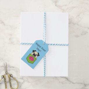 A Cute Dog Peeking and a Strawberry Donut Gift Tags