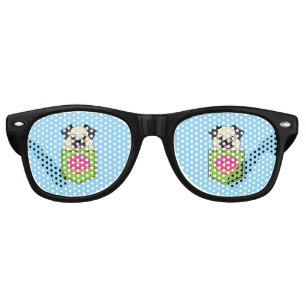 A Cute Dog Peeking and a Strawberry Donut Retro Sunglasses