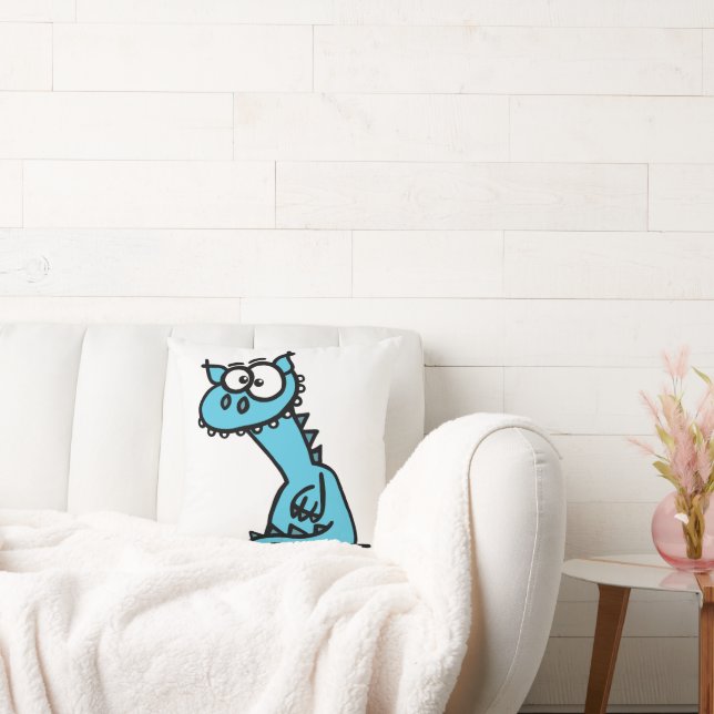 A cute dragon in blue throw pillow (Couch)