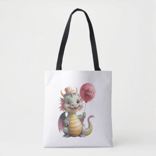 A cute dragon with flowers and a balloon for Mothe Tote Bag