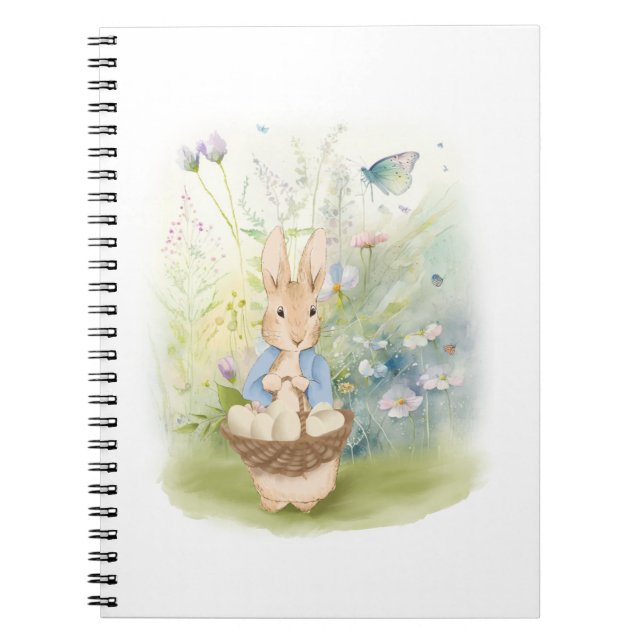 a cute Easter bunny with a basket of eggs Notebook (Front)