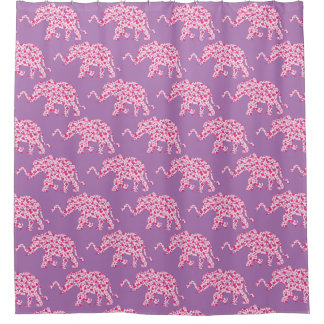 A Cute elephant in Pink Hearts Shower Curtain