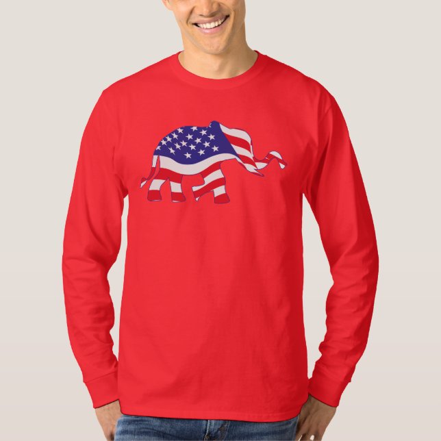 a cute Elephant made in the American Flag T-Shirt (Front)