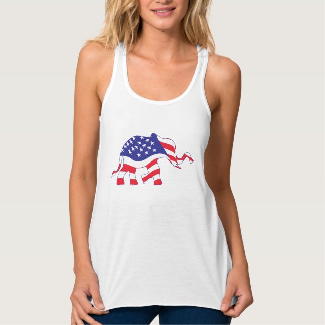 a cute elephant made up of the USA Flag Tank Top (Front)