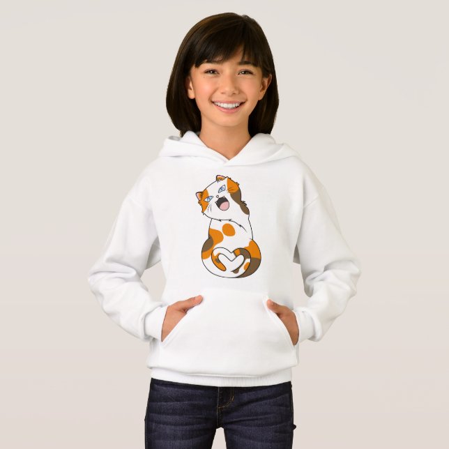 A Cute Fat Calico Cat Is Meowing Hoodie (Front Full)