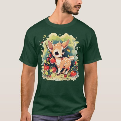 A cute fawn in an orchard T_Shirt
