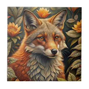 A Cute Forest Red Fox Ceramic Tile