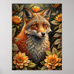 A Cute Forest Red Fox Poster