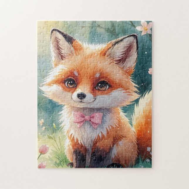 A Cute fox and pink bow Jigsaw Puzzle (Vertical)