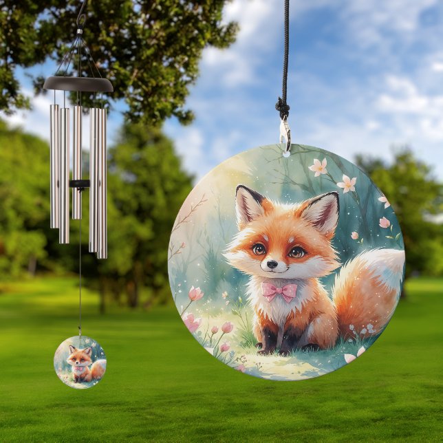 A Cute fox and pink bow Wind Chime (Outdoor)