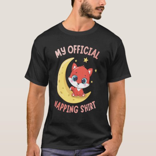 A Cute Fox On The Moon Getting Ready For Napping T T_Shirt