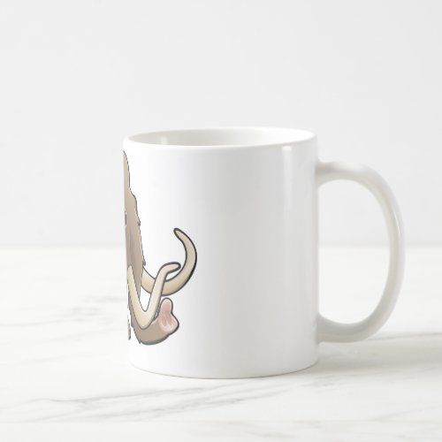 A cute friendly woolly mammoth coffee mug
