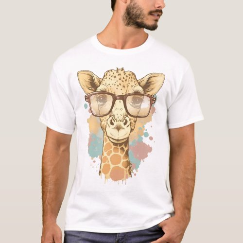 A cute girafe with glasses T_Shirt