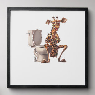 A Cute Giraffe In Pajamas Sitting On A Toilet Peel And Stick Photo Tile