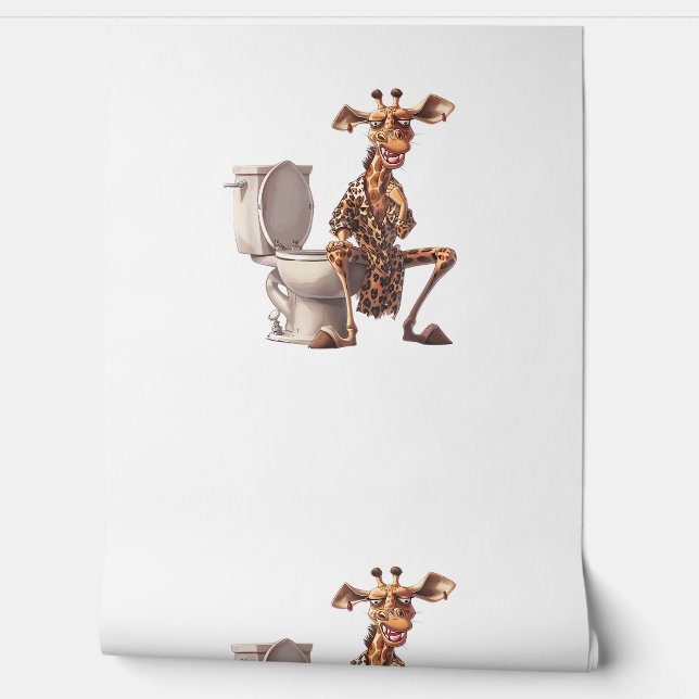 A Cute Giraffe In Pajamas Sitting On A Toilet  Wallpaper (Unrolling)