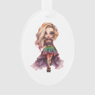 A Cute Girl Halloween Design Collection 11 Ornament
