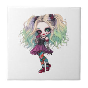 A Cute Girl Halloween Design Collection 13 Ceramic Tile