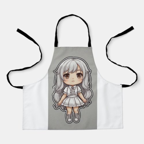 A cute girl watching nice picture  apron