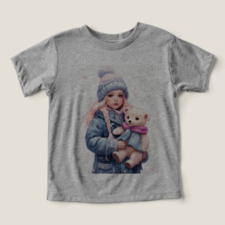 A cute girl with teddy toddler t-shirt