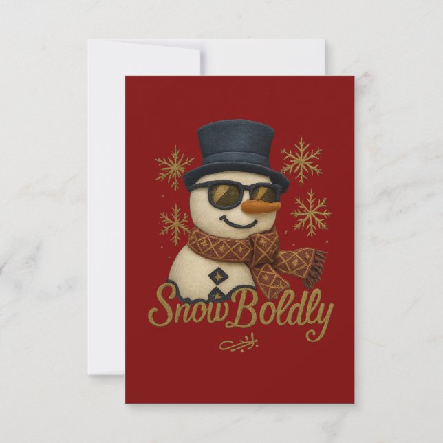 A cute glittery snowman thank you card (Front)
