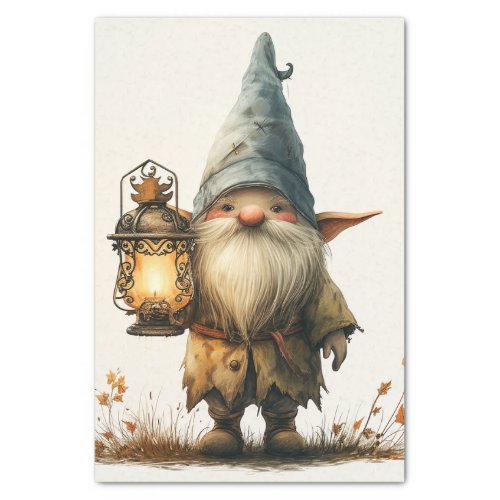 A Cute Gnome with Lantern Tissue Paper