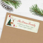 A cute green tree Girly Christmas animal Reindeer Label<br><div class="desc">A cute christmas label with a reindeer animal deer and a holiday tree. Original Artwork by Caroline Bonne Müller</div>