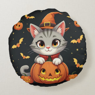 a cute Halloween cushion. Round Pillow