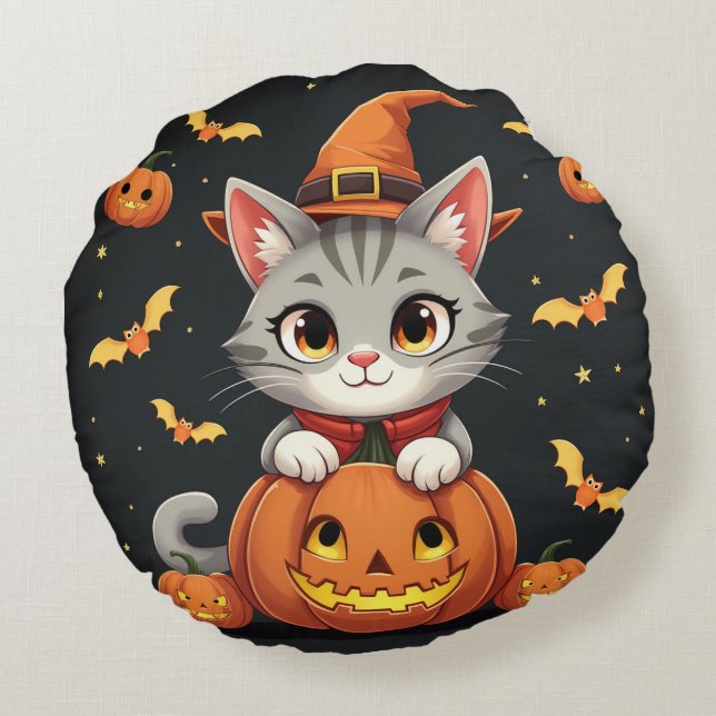 a cute Halloween cushion. Round Pillow (Back)