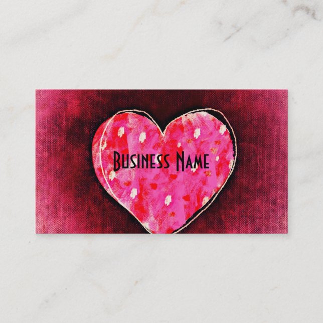 A  Cute Hand Drawn Pink Heart on a Grunge Texture Business Card (Front)