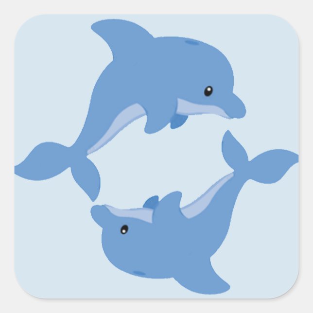A Cute Happy Dolphin Square Sticker (Front)