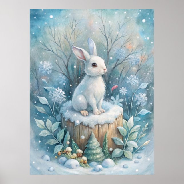 A Cute Hare in Winter Poster (Front)