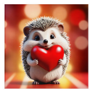 A cute hedgehog holding a heart acrylic print